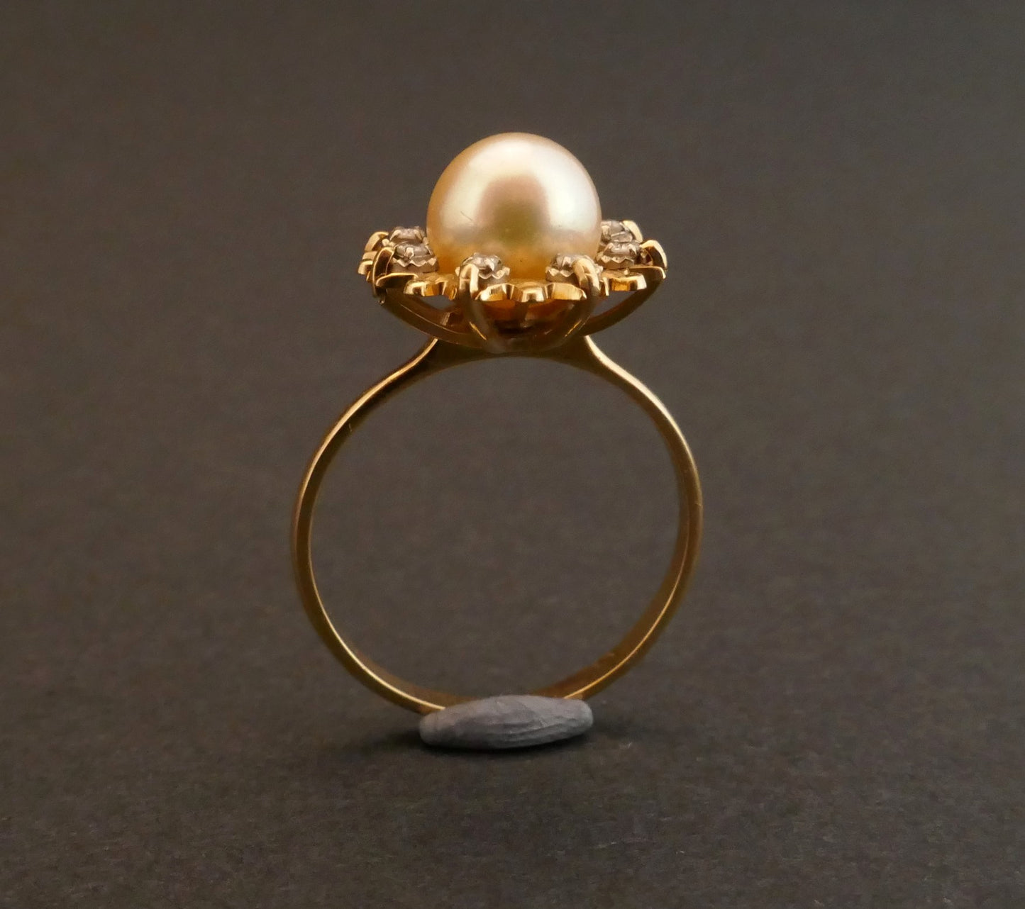 Bague Perle Et Diamants, Or 18 Carats