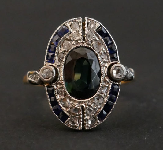 Bague Art Déco Saphirs Et Diamants