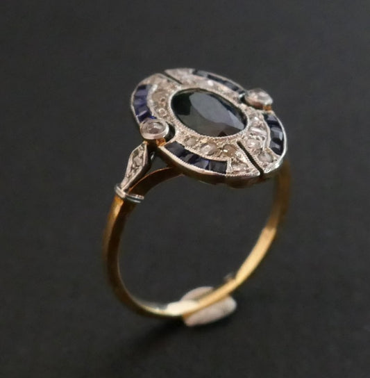 Bague Art Déco Saphirs Et Diamants
