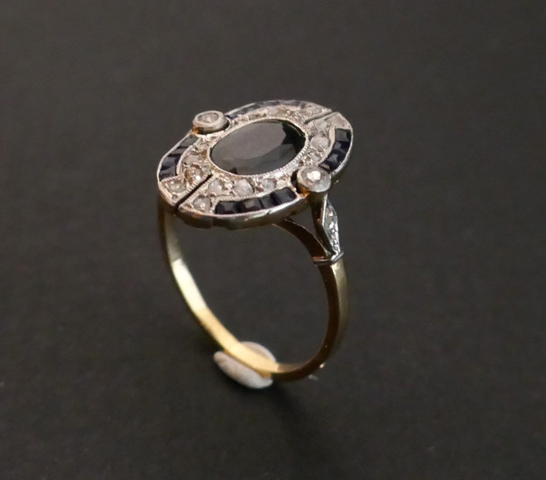 Bague Art Déco Saphirs Et Diamants
