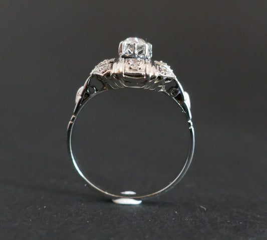Bague Art Déco Diamants, Or Blanc Et Platine