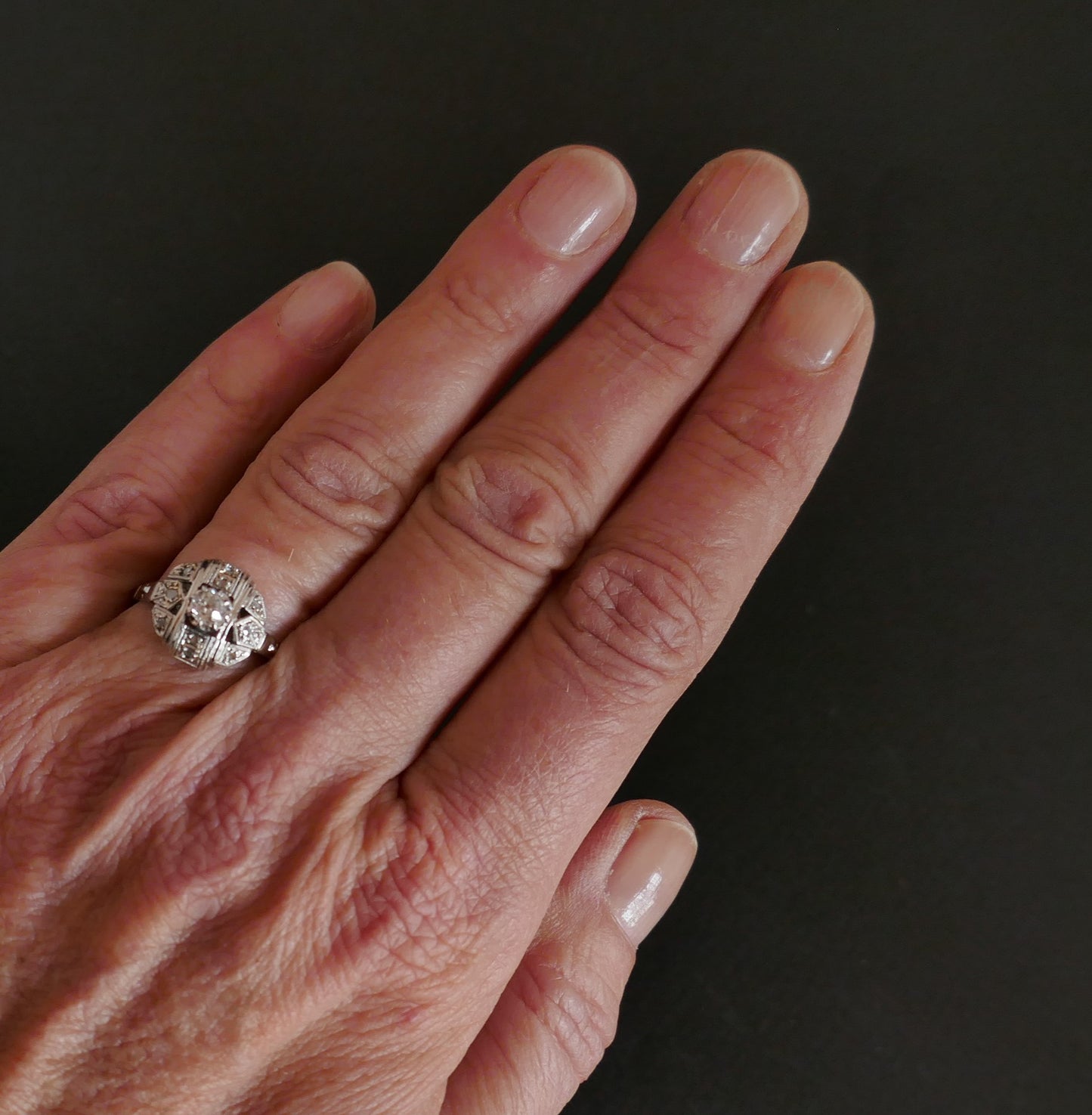 Bague Art Déco Diamants, Or Blanc Et Platine