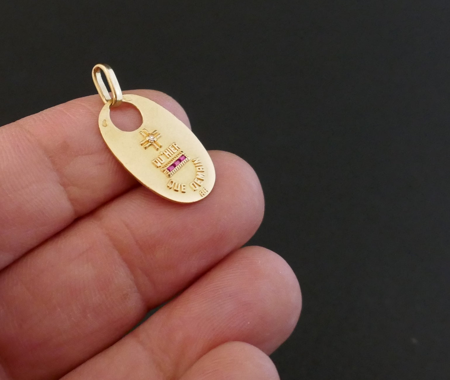 Augis Médaille d'Amour Diamant Et Rubis, Or 18 Carats
