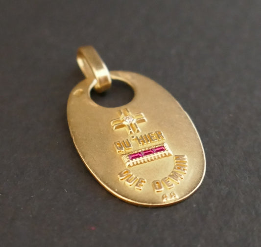 Augis Médaille d'Amour Diamant Et Rubis, Or 18 Carats