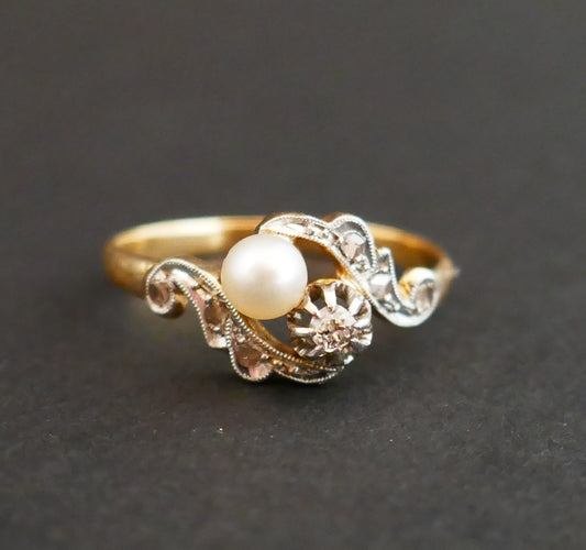 Bague Diamants Et Perle