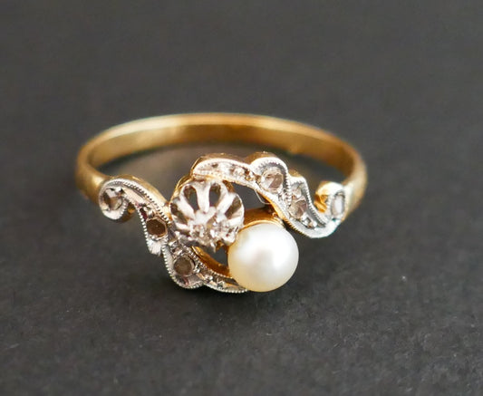 Bague Diamants Et Perle
