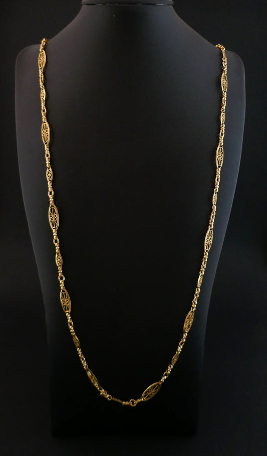 Long Collier Filigrane, Or 18k