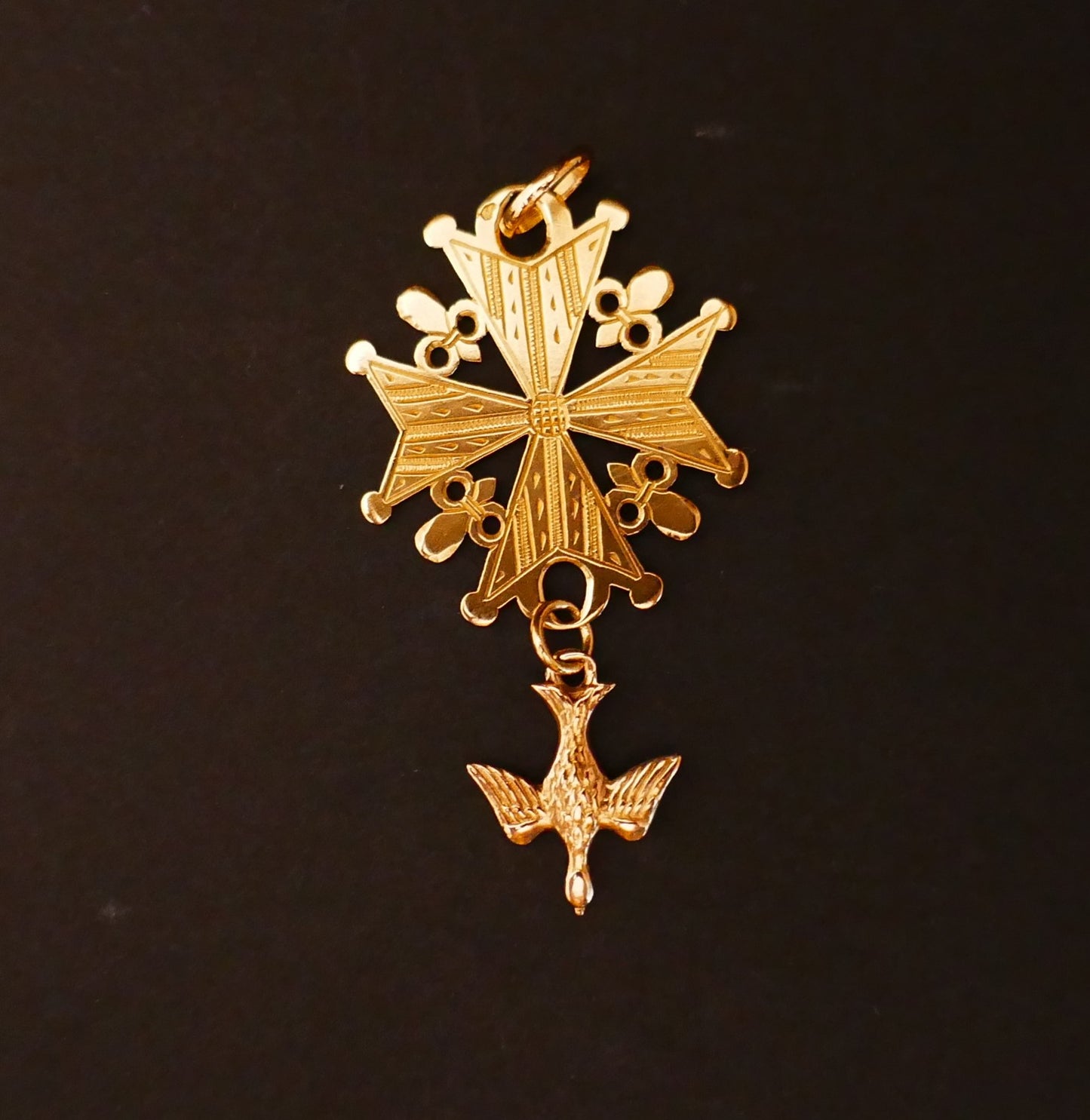 Pendentif Croix Huguenote, Or 18 Carats