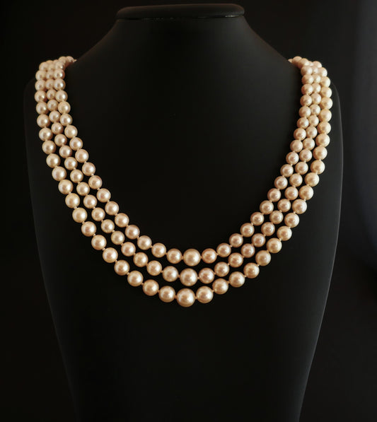 Collier De Perles De Culture 3 Rangs, Fermoir Perles