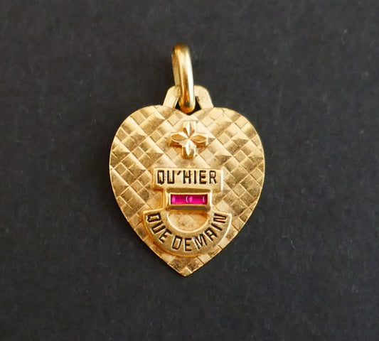 Augis Médaille d'Amour Diamant Et Rubis, Or 18 Carats