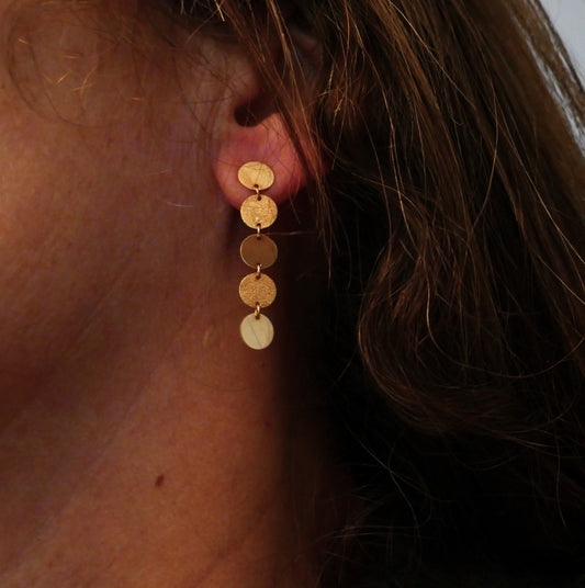 Boucles d'Oreilles Disques En Or 18 Carats.