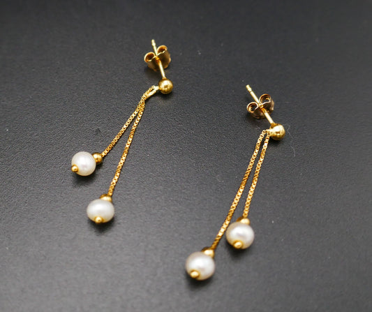 Boucles d'Oreilles Perles, Or 18 Carats.