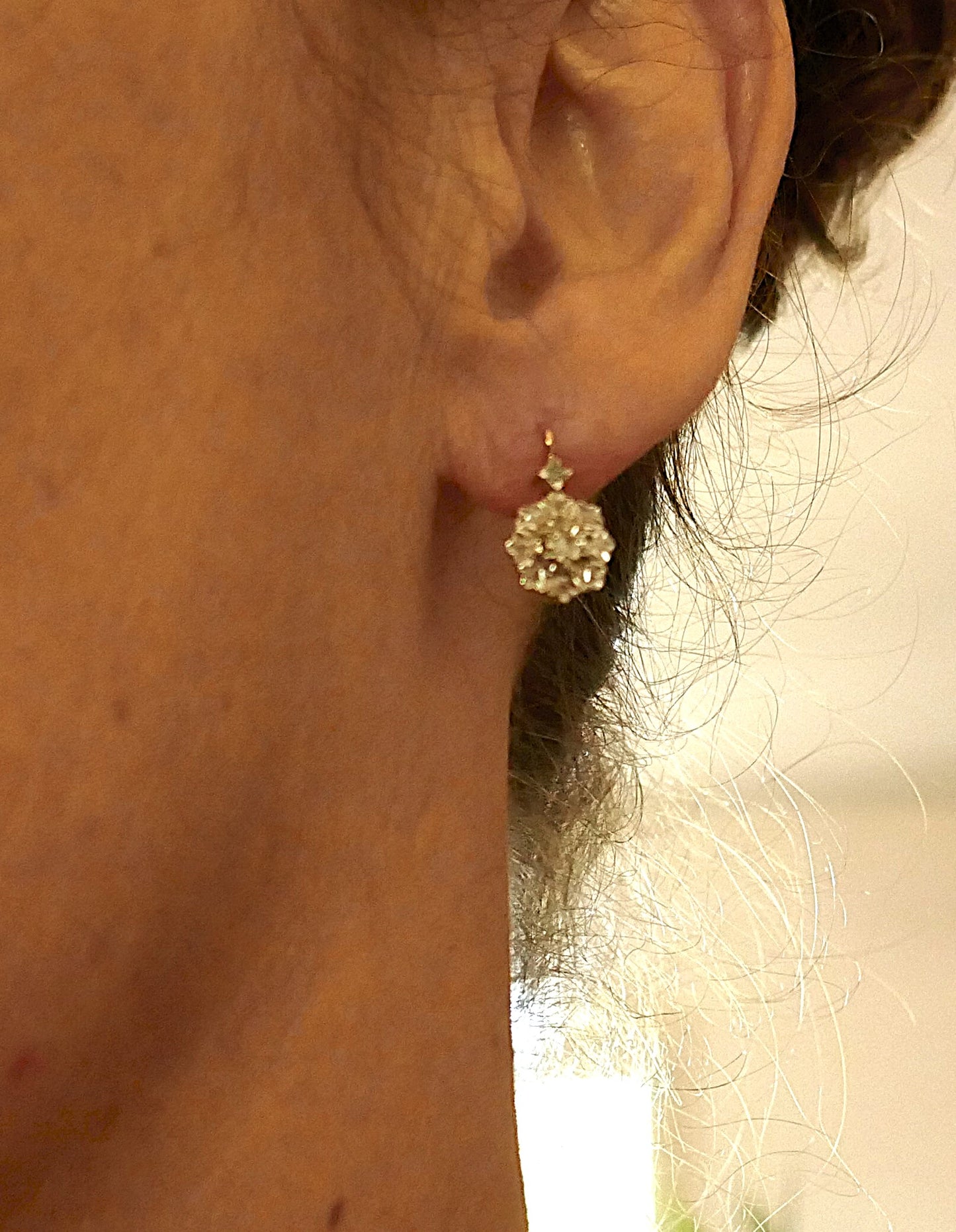 Boucles d'oreilles dormeuses diamants, poinçon ancien Tête de cheval (1838 - 1919).