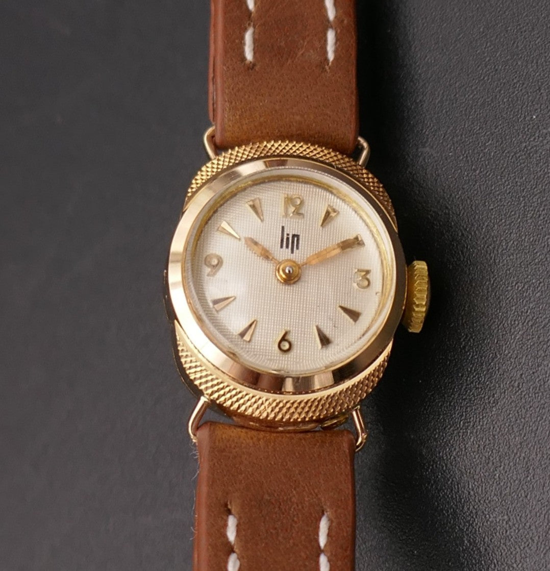 LIP Mini Montre Vintage En Or 18 Carats. Excellent état.