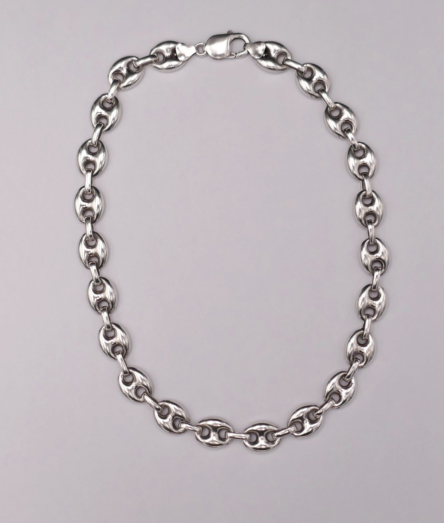 Collier en argent maille grain de café.