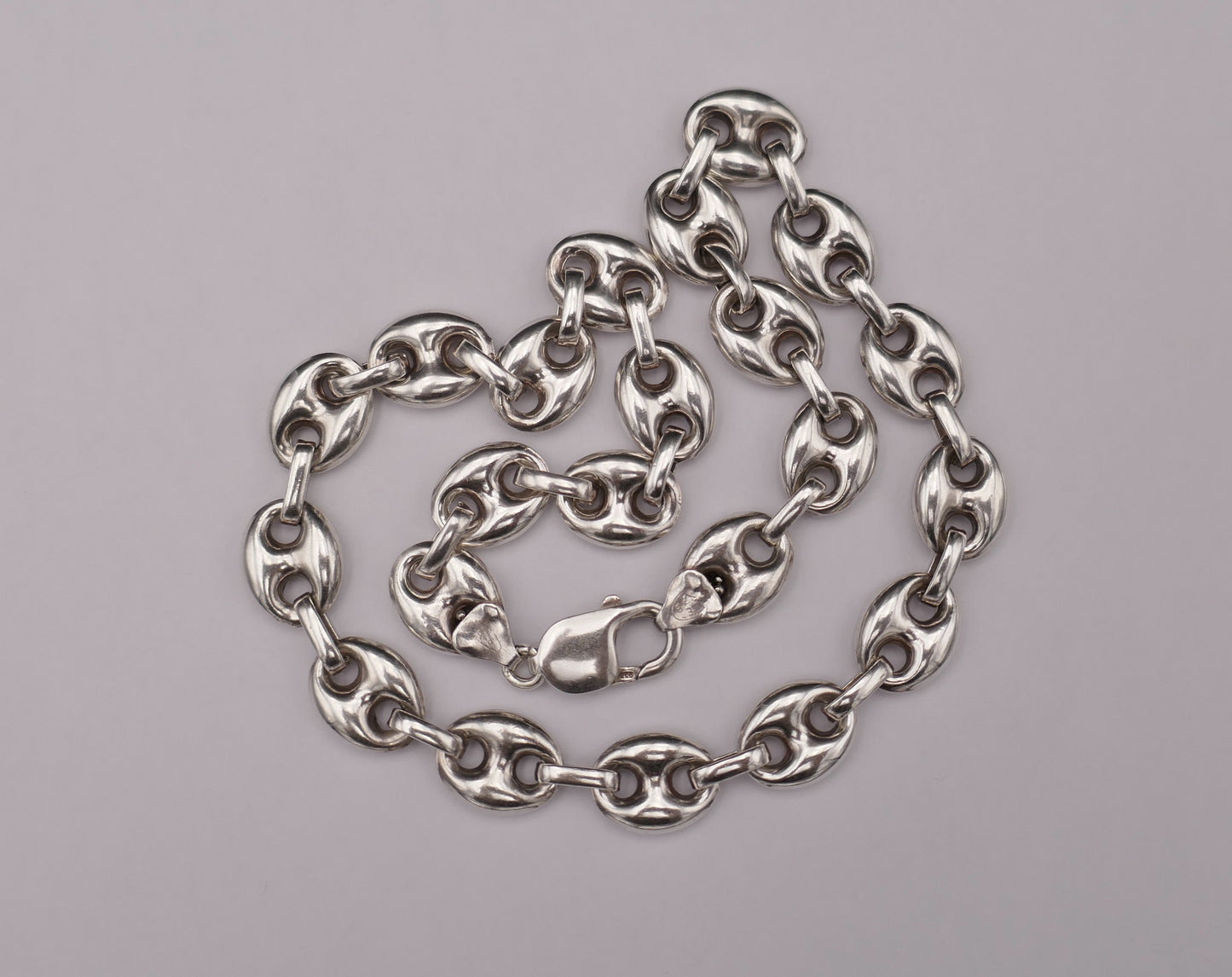 Collier en argent maille grain de café.