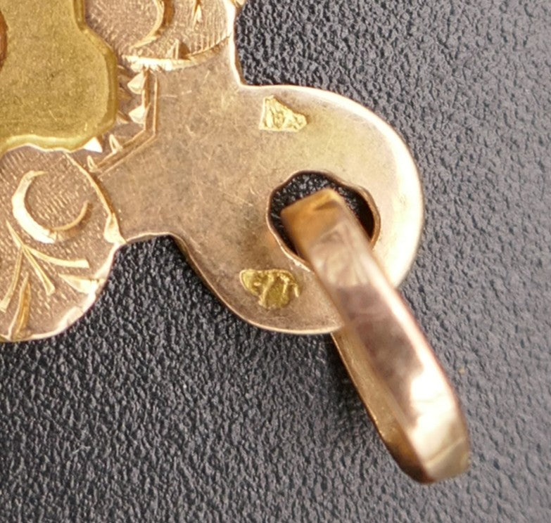 Rare Médaille Vierge Miraculeuse or rose, or vert 18 ct, poinçon Tête de cheval ( 1838 - 1919).