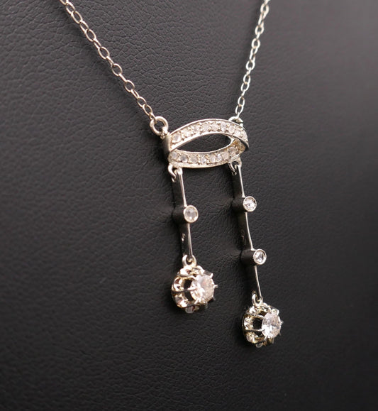 Collier Négligé Diamants, Or et Platine.