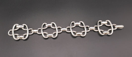 Important Bracelet Vintage En Argent, Fermoir invisible.