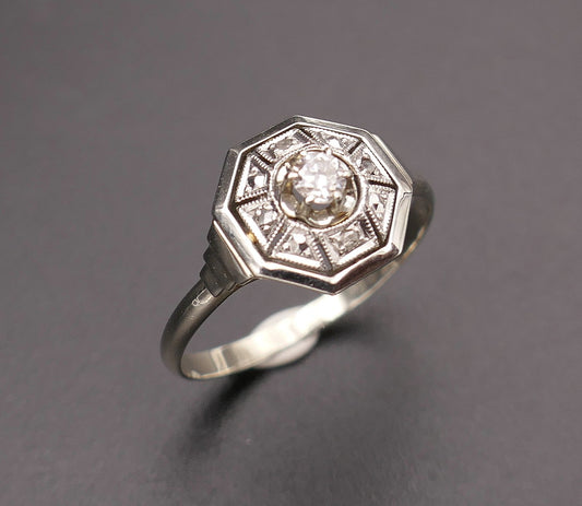 Bague diamants en or et platine, période Art déco.