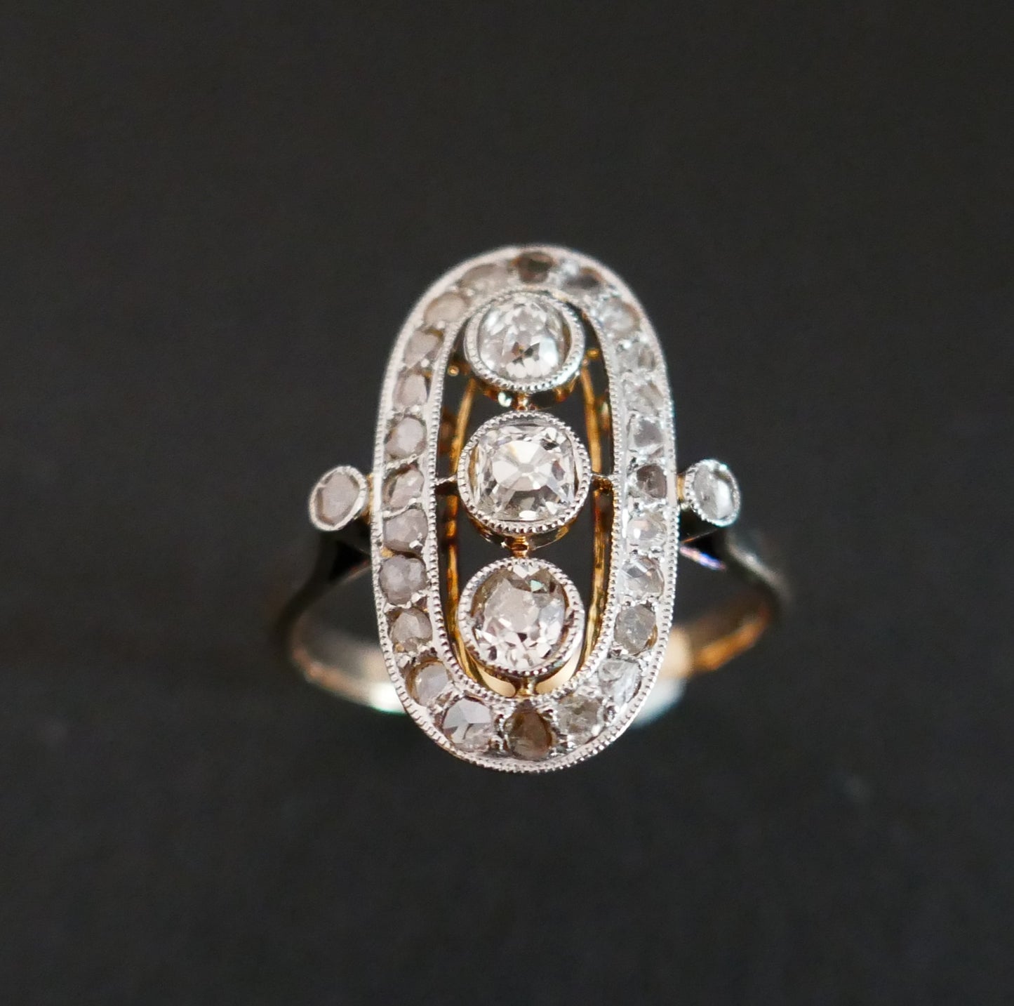 Bague Ancienne Diamants, Or 18 Carats