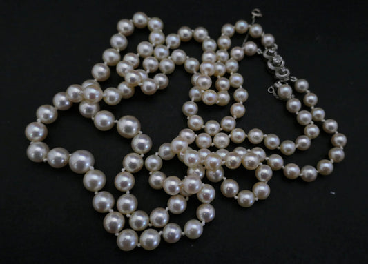 Collier Double Rang De Perles De Culture, Diamants