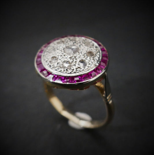 Bague Art Déco Rubis Et Diamants