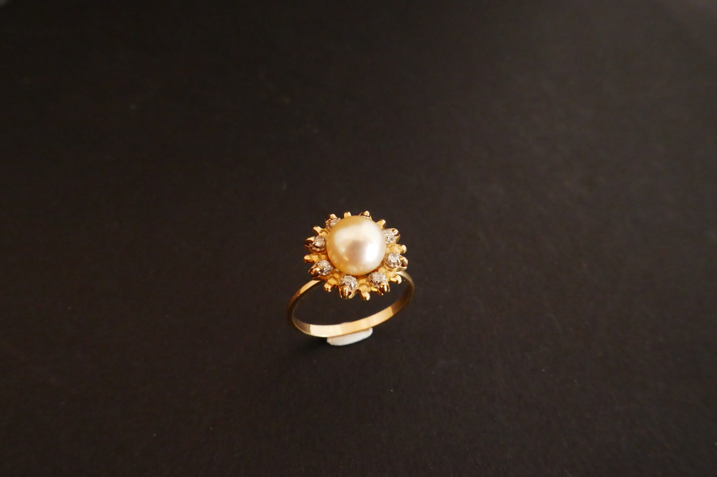 Bague Perle Et Diamants, Or 18 Carats