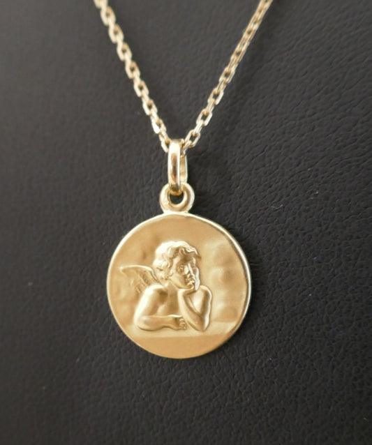 Médaille Ange avec chaîne, Or Jaune 18 Carats